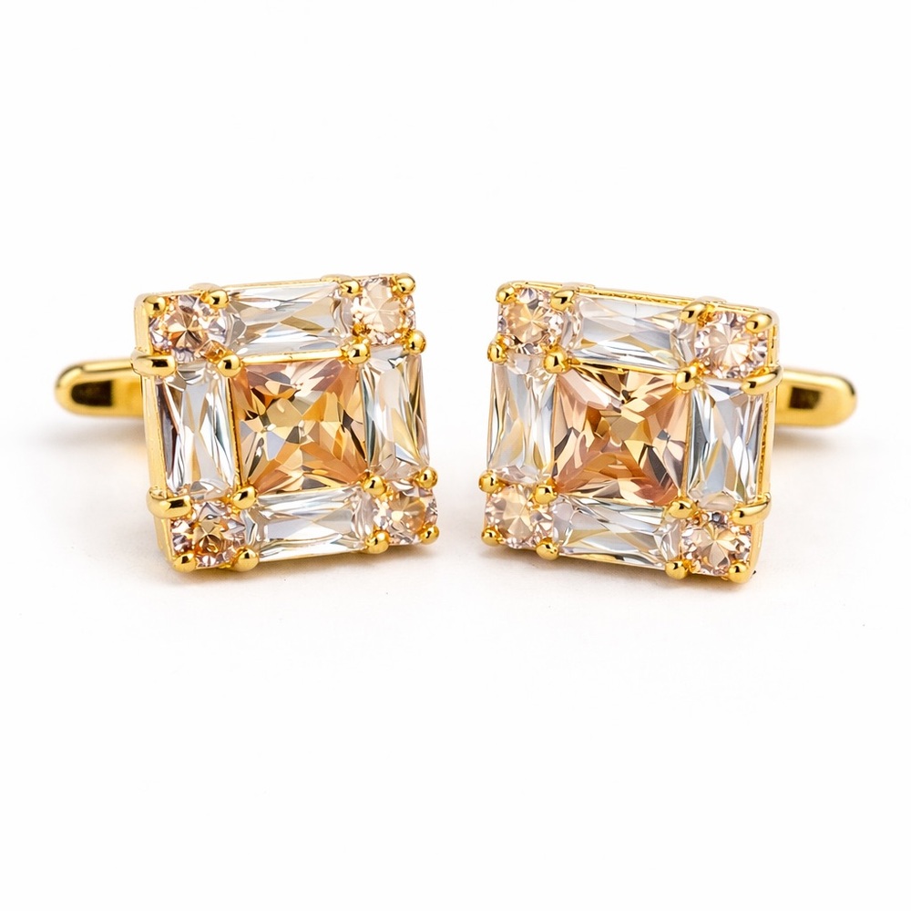 Cufflinks | Champagne CZ 18K Gold Plated Statement Piece